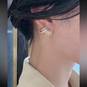 "Golden Hour" Mini Hoop Diamond Sterling Silver Stud Luxury Formal Cute Earrings